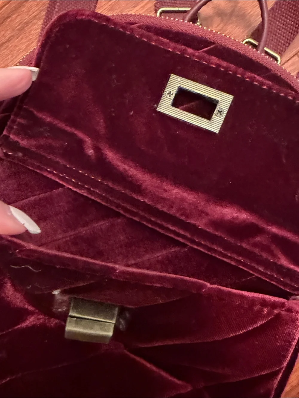 art class Velvet Mini Backpack - Burgundy